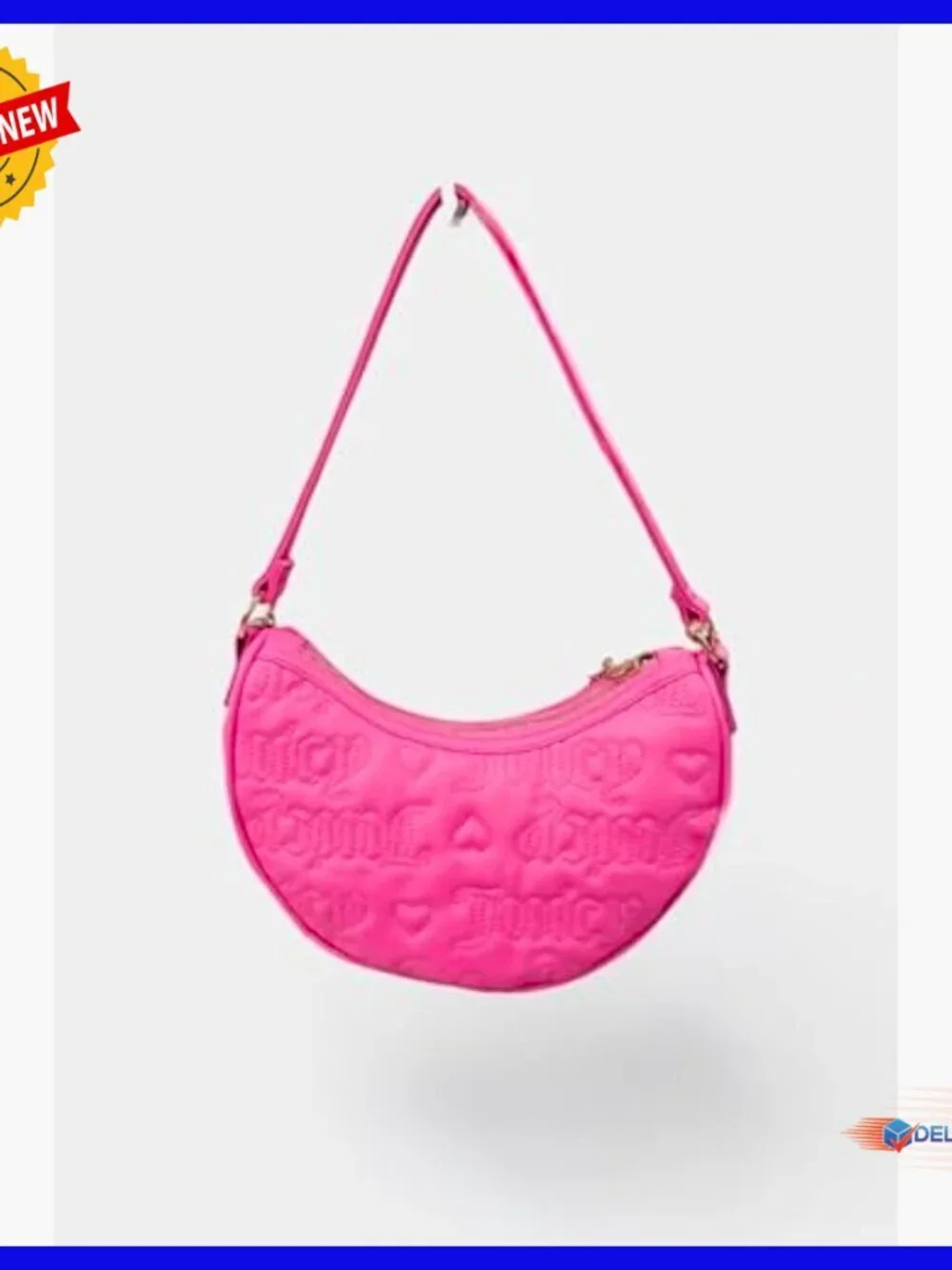 Mini Hobo Bag with Adjustable Crossbody Strap, Gold Hardware, Embossed Logo